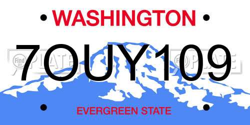 7OUY109 Washington License Plate