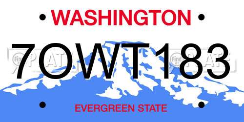 7OWT183 Washington License Plate
