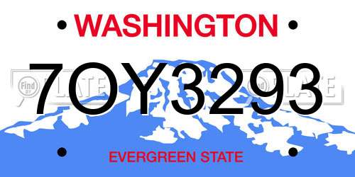 7OY3293 Washington License Plate