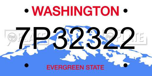 7P32322 Washington License Plate