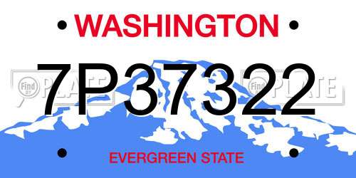 7P37322 Washington License Plate