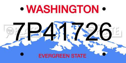 7P41726 Washington License Plate