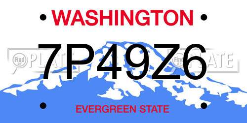 7P49Z6 Washington License Plate