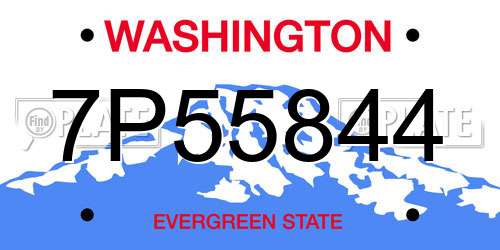 7P55844 Washington License Plate