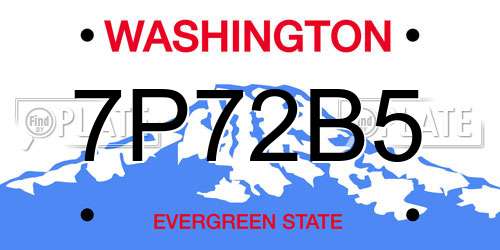 7P72B5 Washington License Plate