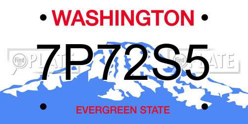 7P72S5 Washington License Plate