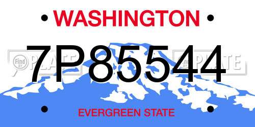 7P85544 Washington License Plate