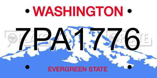 7PA1776 Washington License Plate