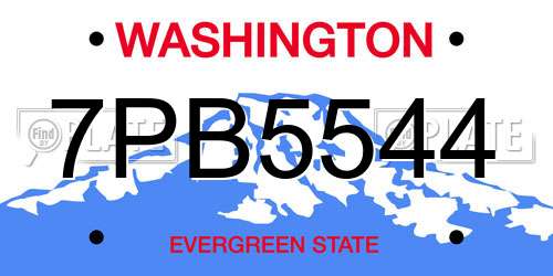 7PB5544 Washington License Plate