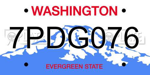 7PDG076 Washington License Plate