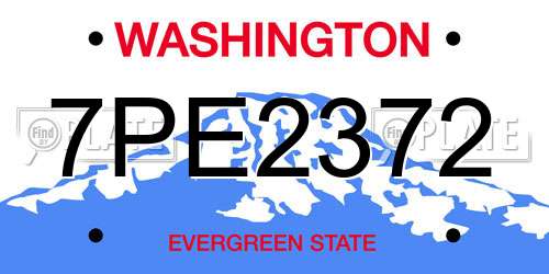 7PE2372 Washington License Plate