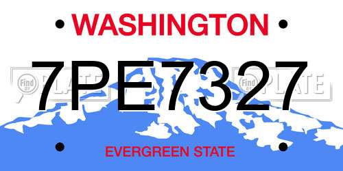 7PE7327 Washington License Plate