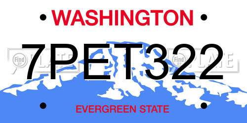 7PET322 Washington License Plate