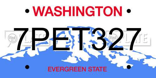 7PET327 Washington License Plate