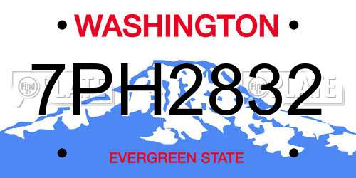 7PH2832 Washington License Plate