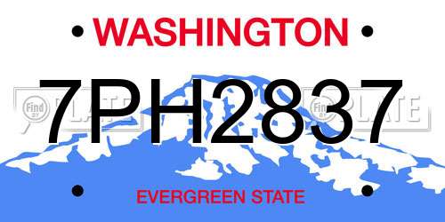 7PH2837 Washington License Plate