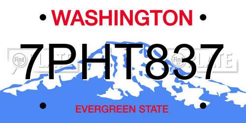 7PHT837 Washington License Plate