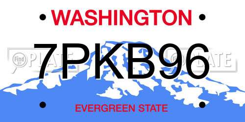 7PKB96 Washington License Plate