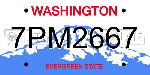 7PM2667 Washington License Plate