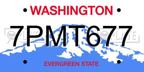 7PMT677 Washington License Plate