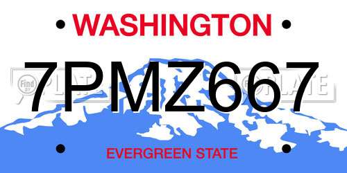7PMZ667 Washington License Plate