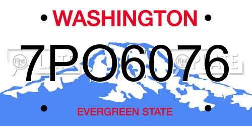 7PO6076 Washington License Plate