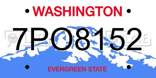 7PO8152 Washington License Plate