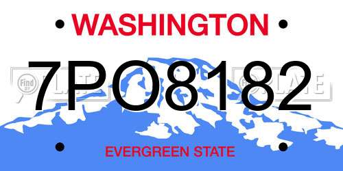 7PO8182 Washington License Plate