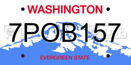 7POB157 Washington License Plate