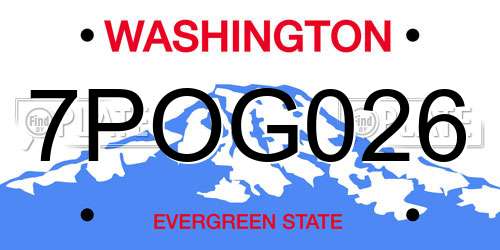 7POG026 Washington License Plate