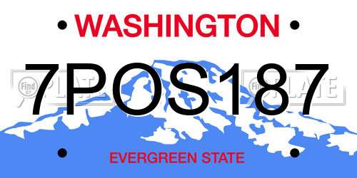 7POS187 Washington License Plate
