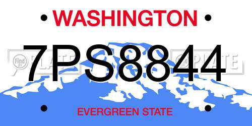 7PS8844 Washington License Plate