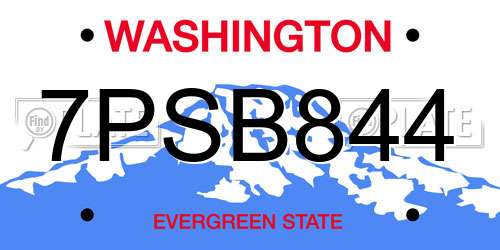 7PSB844 Washington License Plate