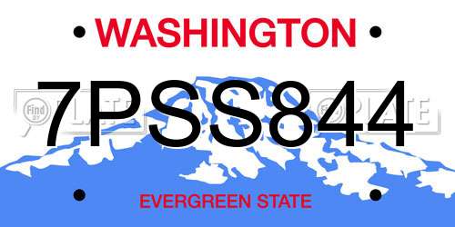 7PSS844 Washington License Plate