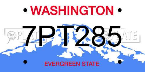 7PT285 Washington License Plate