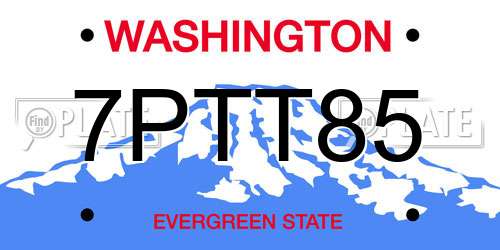 7PTT85 Washington License Plate