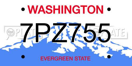 7PZ755 Washington License Plate
