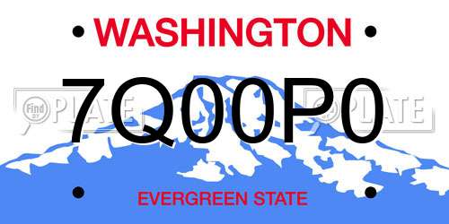 7Q00P0 Washington License Plate