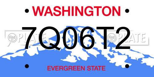 7Q06T2 Washington License Plate