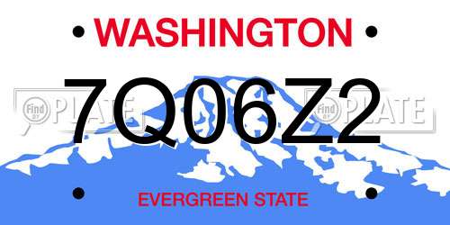 7Q06Z2 Washington License Plate