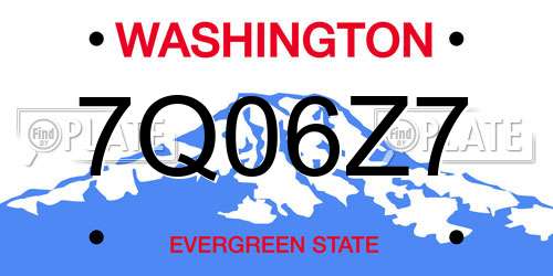 7Q06Z7 Washington License Plate