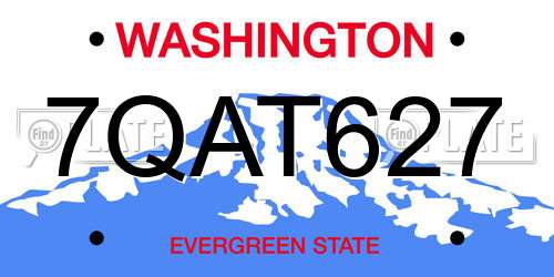 7QAT627 Washington License Plate