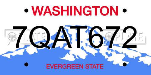 7QAT672 Washington License Plate