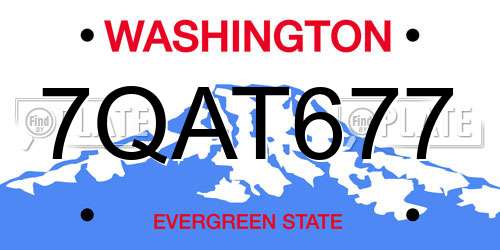 7QAT677 Washington License Plate