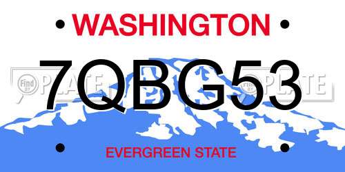 7QBG53 Washington License Plate