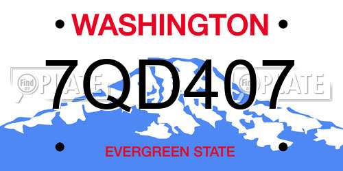 7QD407 Washington License Plate