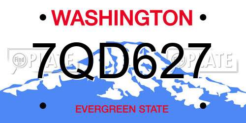 7QD627 Washington License Plate