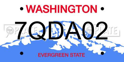 7QDA02 Washington License Plate