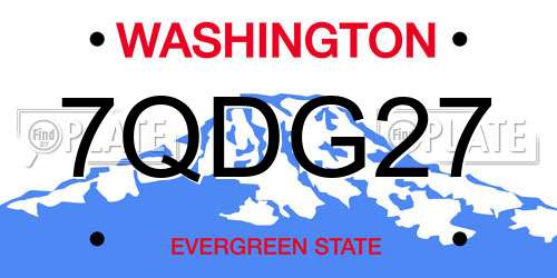 7QDG27 Washington License Plate
