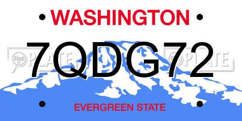 7QDG72 Washington License Plate